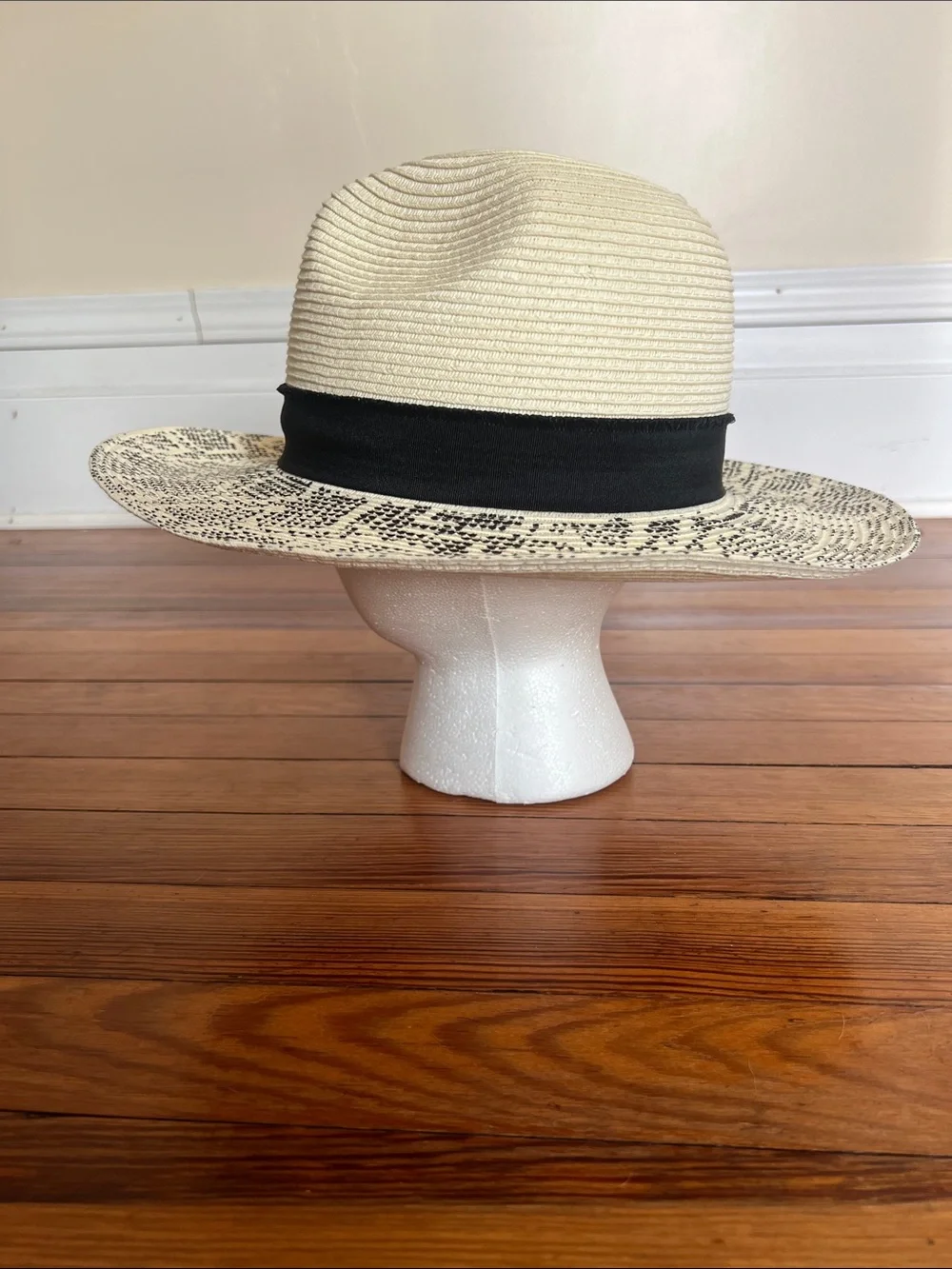 San Diego Hat Company Straw Fedora Wide Brim Snakeskin Print Paper Braid Sun Hat
